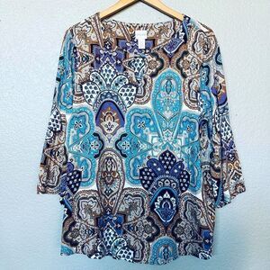 Chico’s Paisley Print Flowy Blouse Top 2